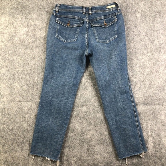 Pilcro and the Letterpress 25 Petite l Straight Denim Jeans Raw Hem Classic Wash - Picture 10 of 12